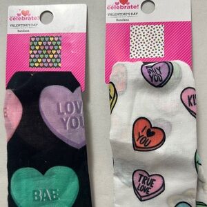 Valentine's Day Heart Print Bandana Scarf - Black & White